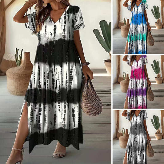 💖Last Day 50% OFF💖Women’s Causal V-Neck Gradient Dress
