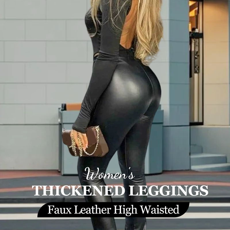 Damen-Leggings in Lederoptik mit hoher Taille