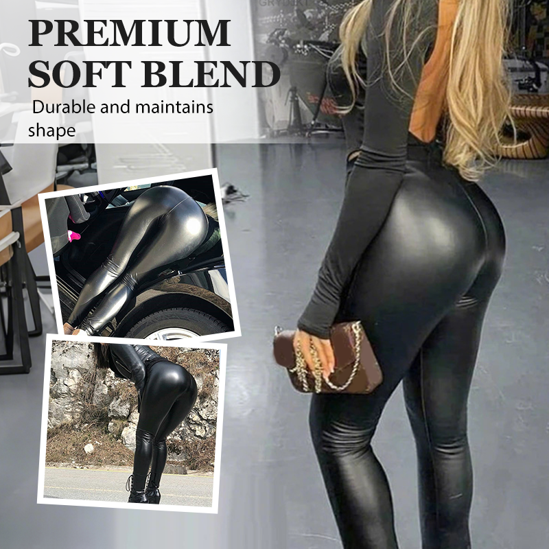 Damen-Leggings in Lederoptik mit hoher Taille