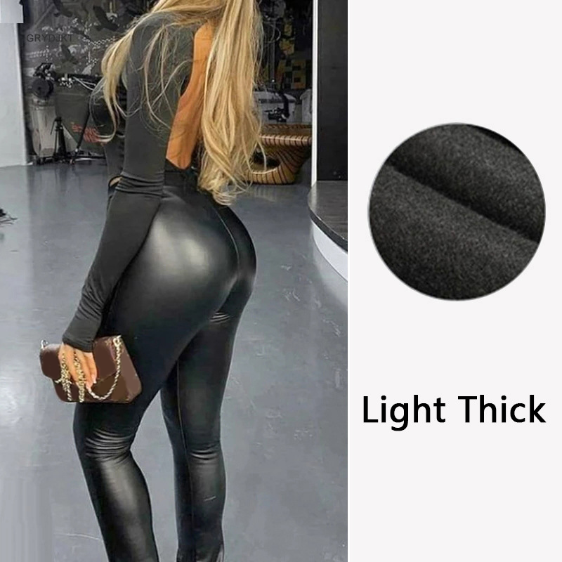 Damen-Leggings in Lederoptik mit hoher Taille