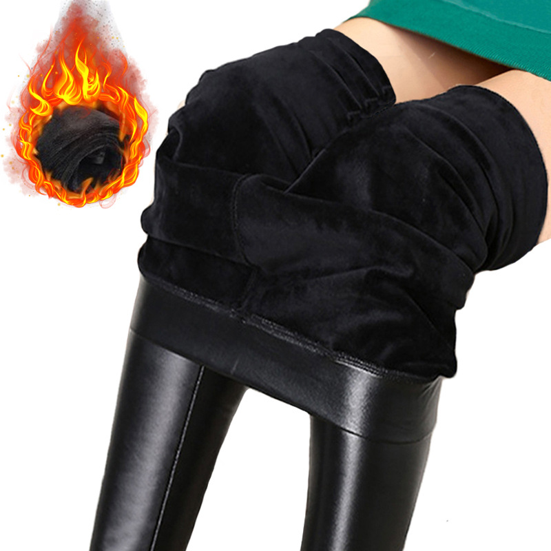 Damen-Leggings in Lederoptik mit hoher Taille