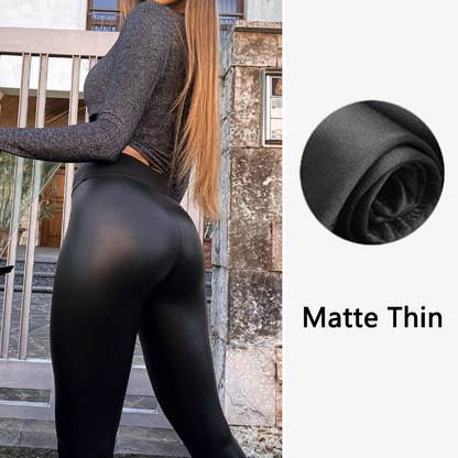 Damen-Leggings in Lederoptik mit hoher Taille