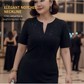 🧡Novinka🔥Klasické černé třpytivé šaty s výstřihem do V a krátkými rukávy