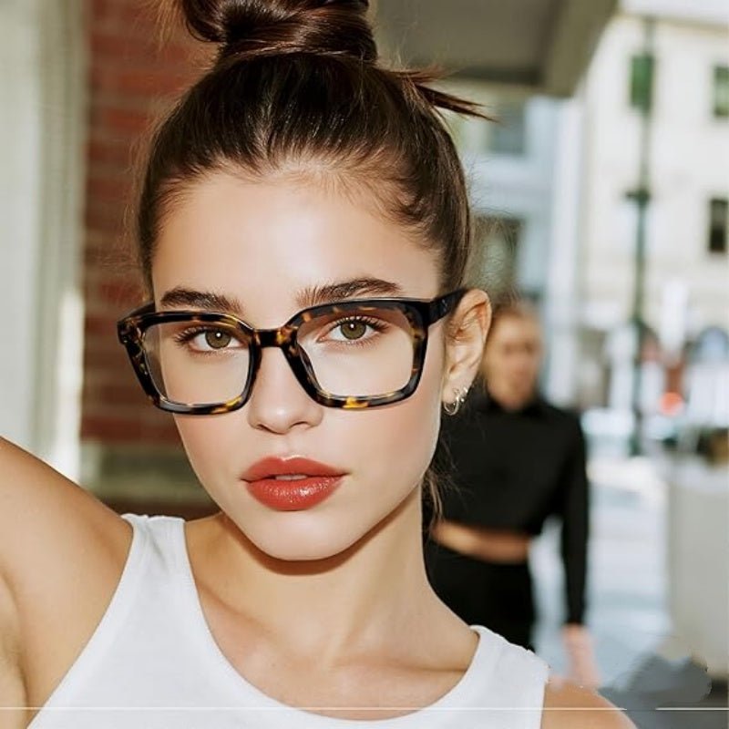 Quadratische Retro-Brille ohne Sehstärke