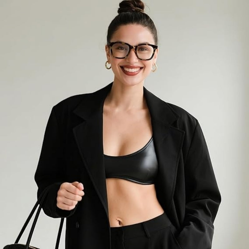 Quadratische Retro-Brille ohne Sehstärke