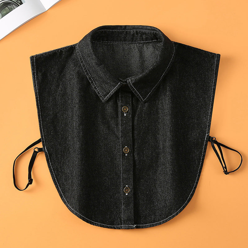 Damen Jeans-Einlegekragen mit Knopfleiste – 2er-Set