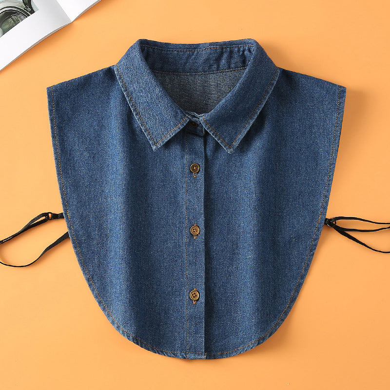 Damen Jeans-Einlegekragen mit Knopfleiste – 2er-Set