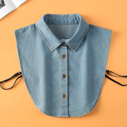 Damen Jeans-Einlegekragen mit Knopfleiste – 2er-Set