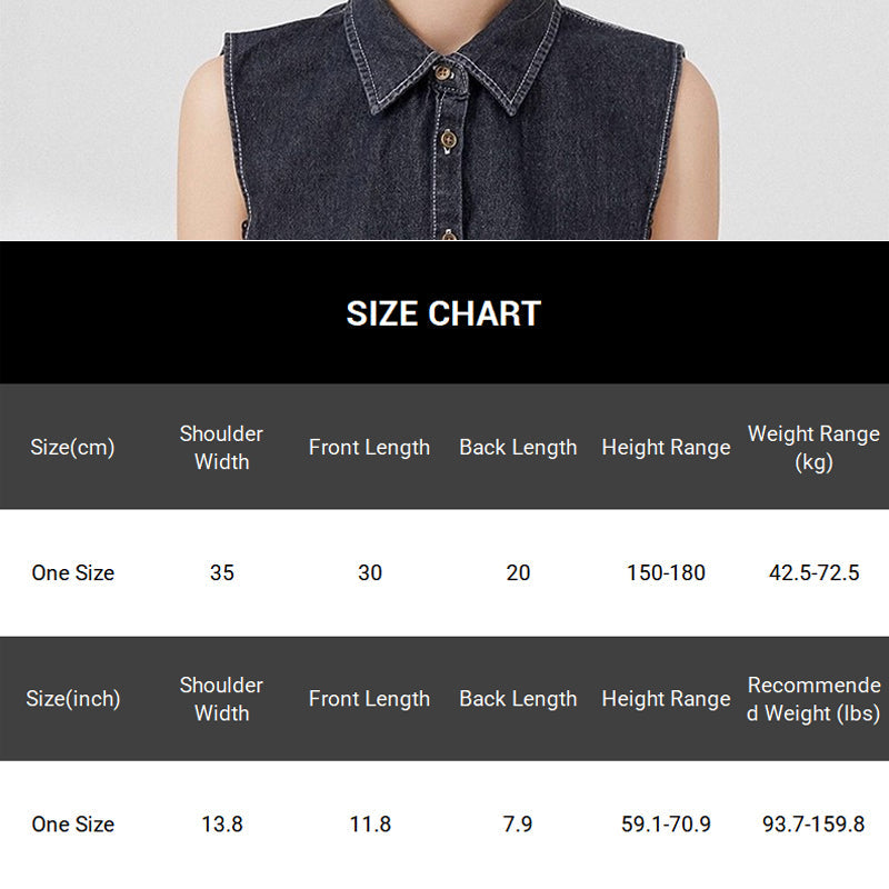Damen Jeans-Einlegekragen mit Knopfleiste – 2er-Set