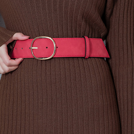 Široký dámský pásek z umělé kůže s kulatou sponou