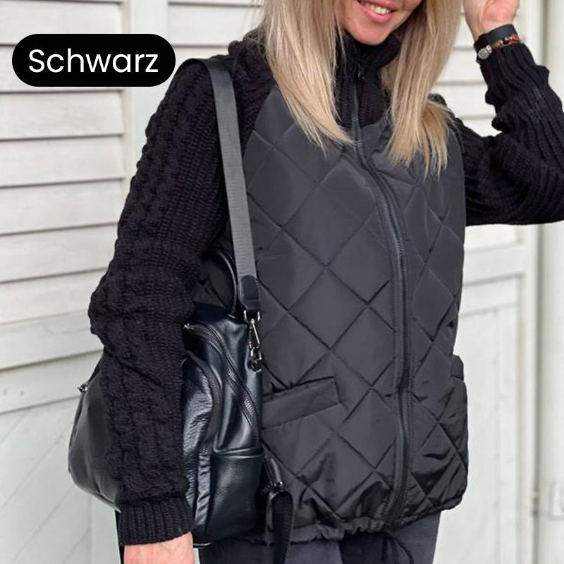 🔥Eine sehr warme und preiswerte Strick-Daunenjacke.🎉Gestrickte Patchwork-Pufferjacke für Damen