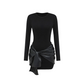 Dámské dlouhé rukávy s vázáním v pase Bodycon šaty