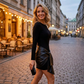 Dámské dlouhé rukávy s vázáním v pase Bodycon šaty