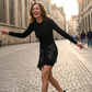 Dámské dlouhé rukávy s vázáním v pase Bodycon šaty