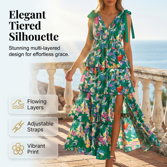 Dámské květinové šaty s výstřihem do V a volánky