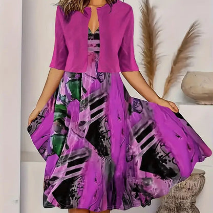 🔥Časově omezená nabídka: 41% sleva💎👗Dvoudílná dámská souprava – krátký kardigan a bezrukávové šaty, elegantní a rafinované😍