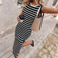 👗 50% SLEVA! ✨ Bezrukávové pruhované žebrované šaty – přiléhavé, pohodlné a ideální na léto i na každodenní nošení 🌸