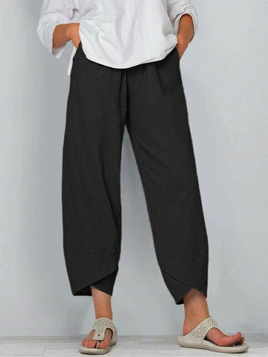 ✨Kalhoty ve vintage stylu s asymetrickými kapsami a elastickým pasem