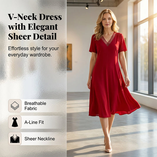Elegantní dámské síťované šaty s výstřihem do V