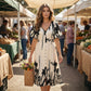 👗 NYNÍ S 40% SLEVOU! 🌿 Midi šaty s výstřihem do V a jemným botanickým potiskem – elegantní, lehké a univerzální pro každou příležitost 🌸