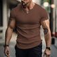 👕Pánské štíhlé jednobarevné tričko Henley