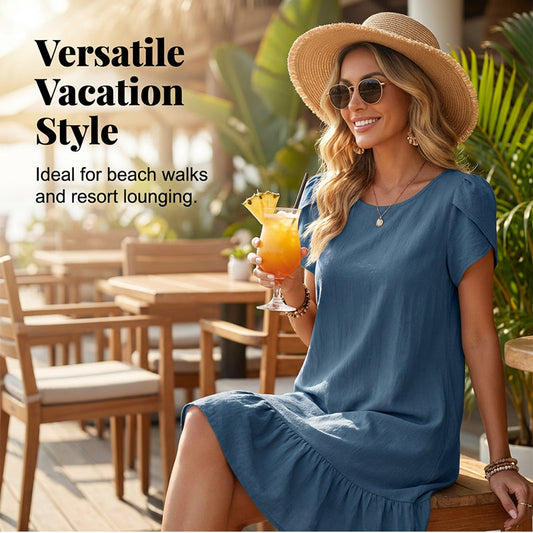 Dámské letní ležérní šaty s volánkovým lemem