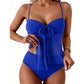 Tie-Front Mesh Tankini Set with High-Waisted Bottoms