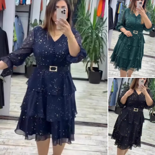 Dámské šaty po kolena s výstřihem do V