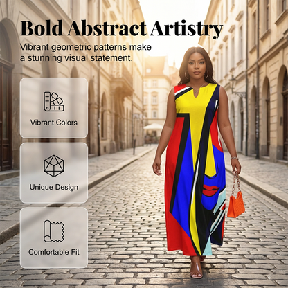 🎁Novinka 47% SLEVA💥Umělecký potisk Volný střih Letní Maxi Šaty — Doprava zdarma pro dvě kusy