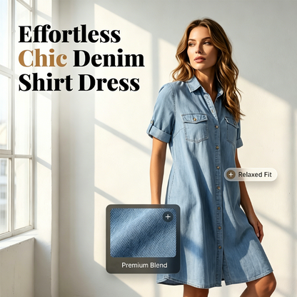 🔥 Dámské ležérní džínové šaty s košilovým límcem👗