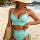 Proužkovaný bikini set s volánky a vysokým pasem
