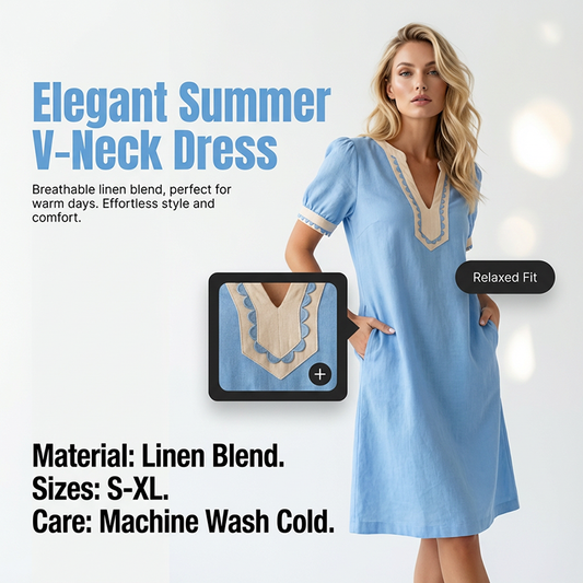 Women's V-Neck Short Sleeve Dress