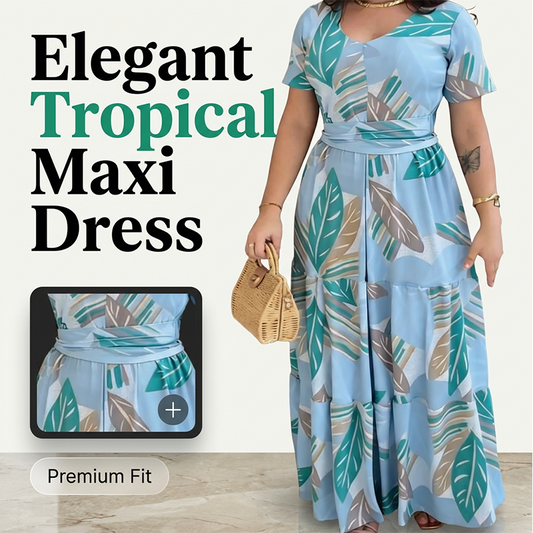 Dámské maxi šaty s potiskem listů