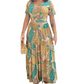 Dámské maxi šaty s potiskem listů