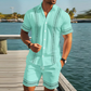 Pánský set s krátkým rukávem a květinovým vzorem a kraťasy | Trendy, prodyšný, připravený na dovolenou! 🌴☀️