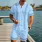 Pánský set s krátkým rukávem a květinovým vzorem a kraťasy | Trendy, prodyšný, připravený na dovolenou! 🌴☀️