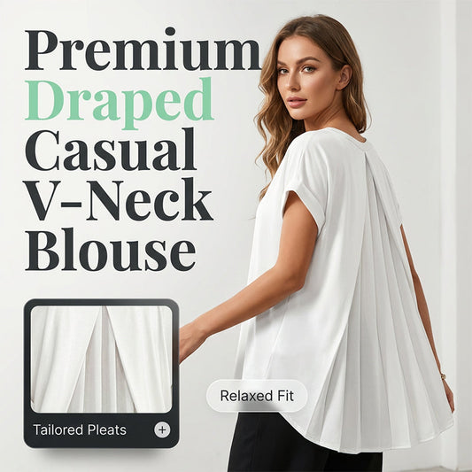 Flowy Short Sleeve Top with Inverted Pleat Back