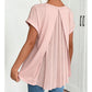 Flowy Short Sleeve Top with Inverted Pleat Back