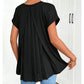 Flowy Short Sleeve Top with Inverted Pleat Back