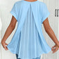 Flowy Short Sleeve Top with Inverted Pleat Back