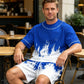 👕 ČASOVĚ OMEZENÁ SLEVA 50%! 🎨 Pánský set s potiskem – tričko a kraťasy, prodyšný polyester, živý potisk 🏃‍♂️