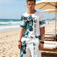 👕 ČASOVĚ OMEZENÁ SLEVA 50%! 🎨 Pánský set s potiskem – tričko a kraťasy, prodyšný polyester, živý potisk 🏃‍♂️