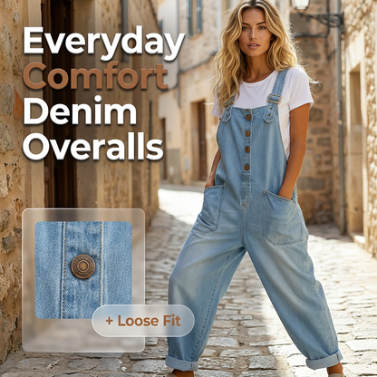 ✨ Easy Everyday Style | Women's Relaxed-Fit Denim Overalls with Pockets