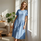 👗Dámské ležérní midi šaty s nepravidelnými knoflíky