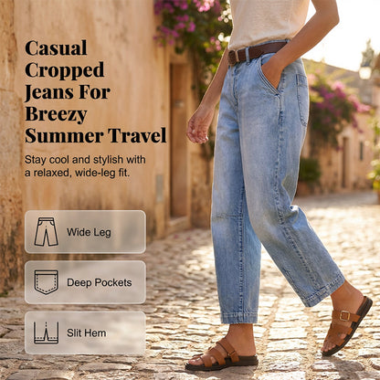 👖 ČASOVĚ OMEZENÁ SLEVA 50 %! ✨ Dámské zkrácené barrel džíny – vysoký pas, široké nohavice, vintage ✨