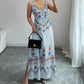 👗Bezruký šaty s výstřihem do V, květinovým vzorem a rozparkemloral Print Slit Dress