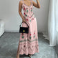 👗Bezruký šaty s výstřihem do V, květinovým vzorem a rozparkemloral Print Slit Dress
