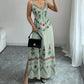 👗Bezruký šaty s výstřihem do V, květinovým vzorem a rozparkemloral Print Slit Dress