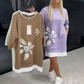 👗Dámské květinové tričko s potiskem falešného dvoudílného šatového svetru