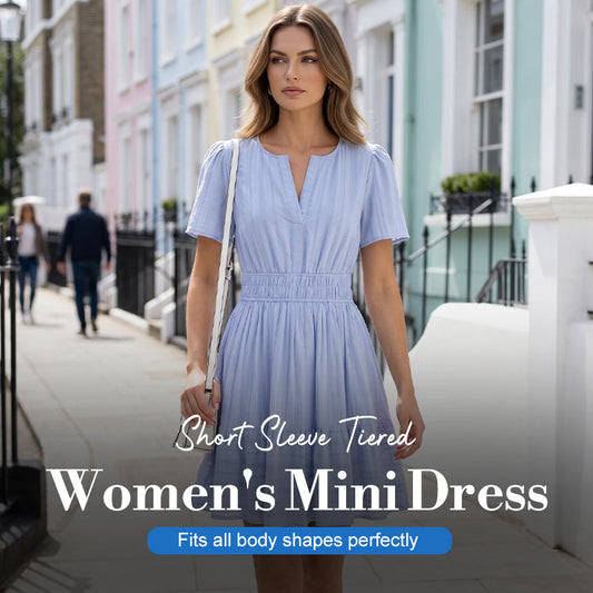 👗Dámské krátké rukávové vrstvené mini šaty☁️